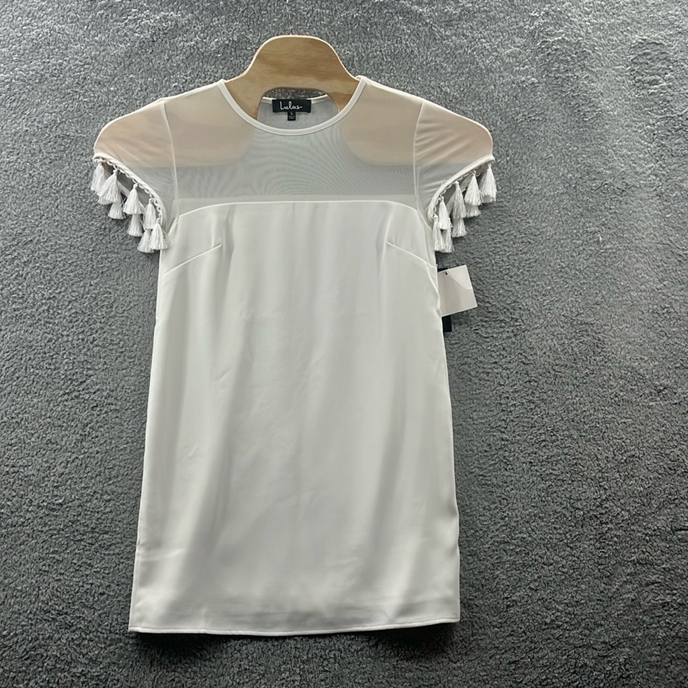 NWT Lulus Iced latte white shift dress size S